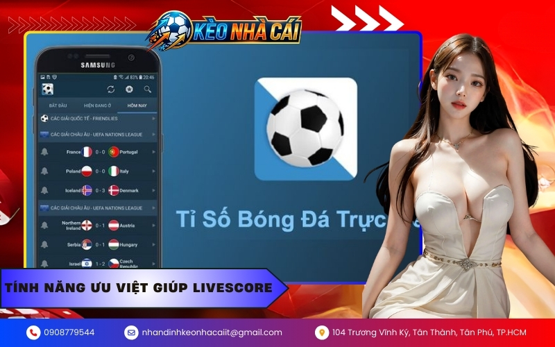 Tính năng ưu việt giúp LiveScore